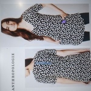 Deletta Anthropologie Black White Polka Dot Tunic